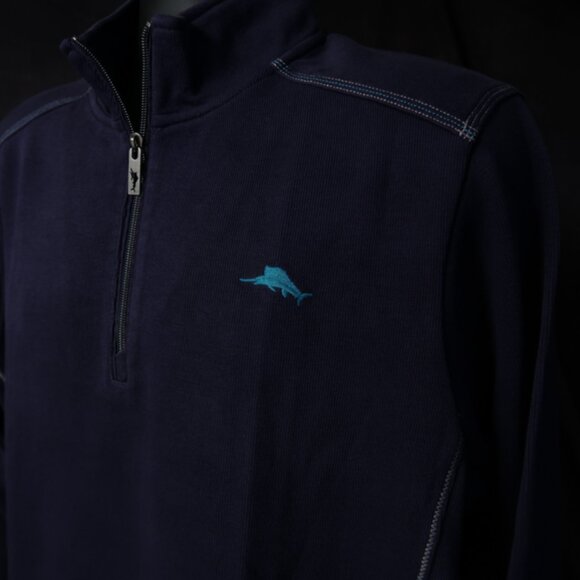 Tommy Bahama Carmel by the Sea Navy Blue Half Zip (M) - NEW!! 🌴 🌴 - Picture 8 of 8